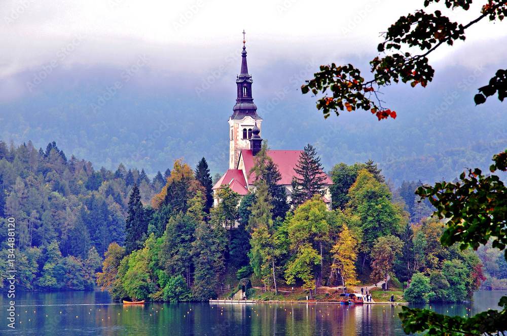 Old chapel on Bled lake