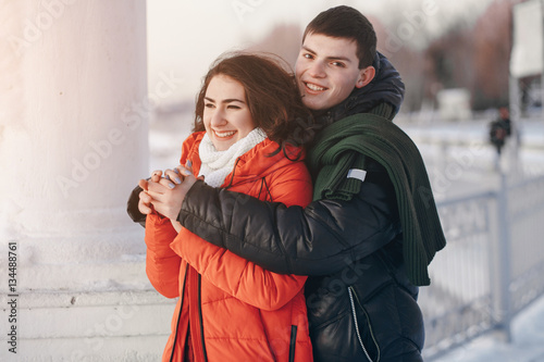 Couple love snow and cold
