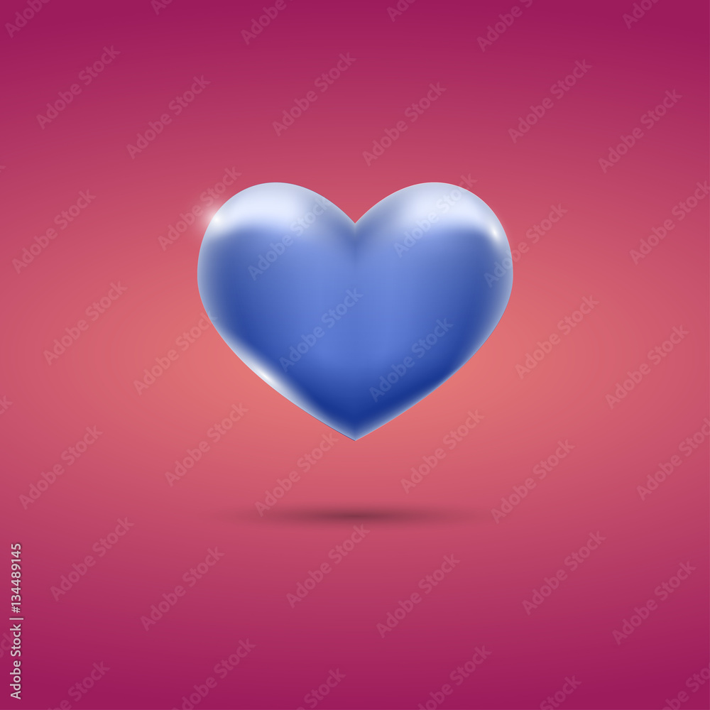 Glowing blue heart on pink background