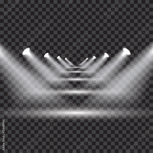 Bright transparent lighting with spotlights at different low lev