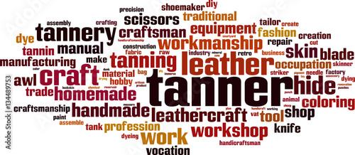 Tanner word cloud concept. Vector illustration