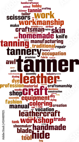 Tanner word cloud concept. Vector illustration