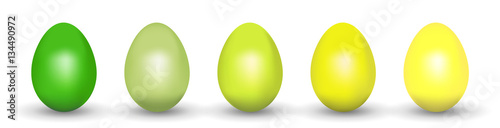 Grün gelbe Ostereier mit Standschatten, Vektor