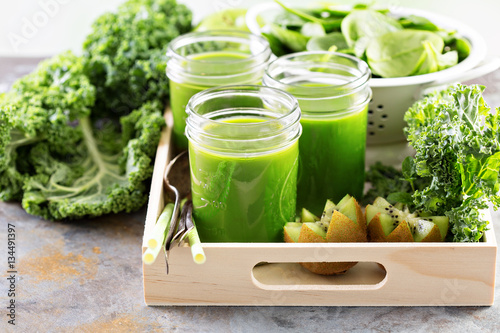 Green juice in mason jars