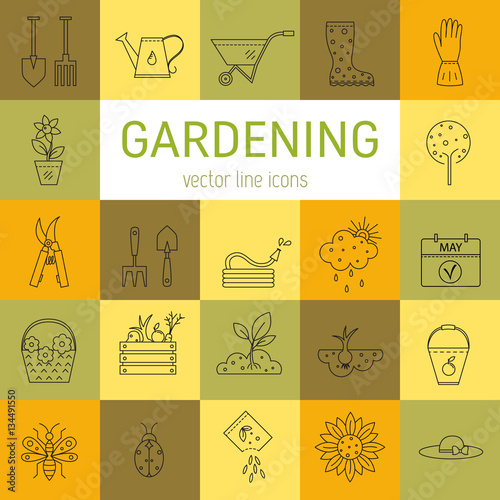 Gardening vector line icons