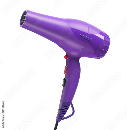 purple hair dryer isolated on white background