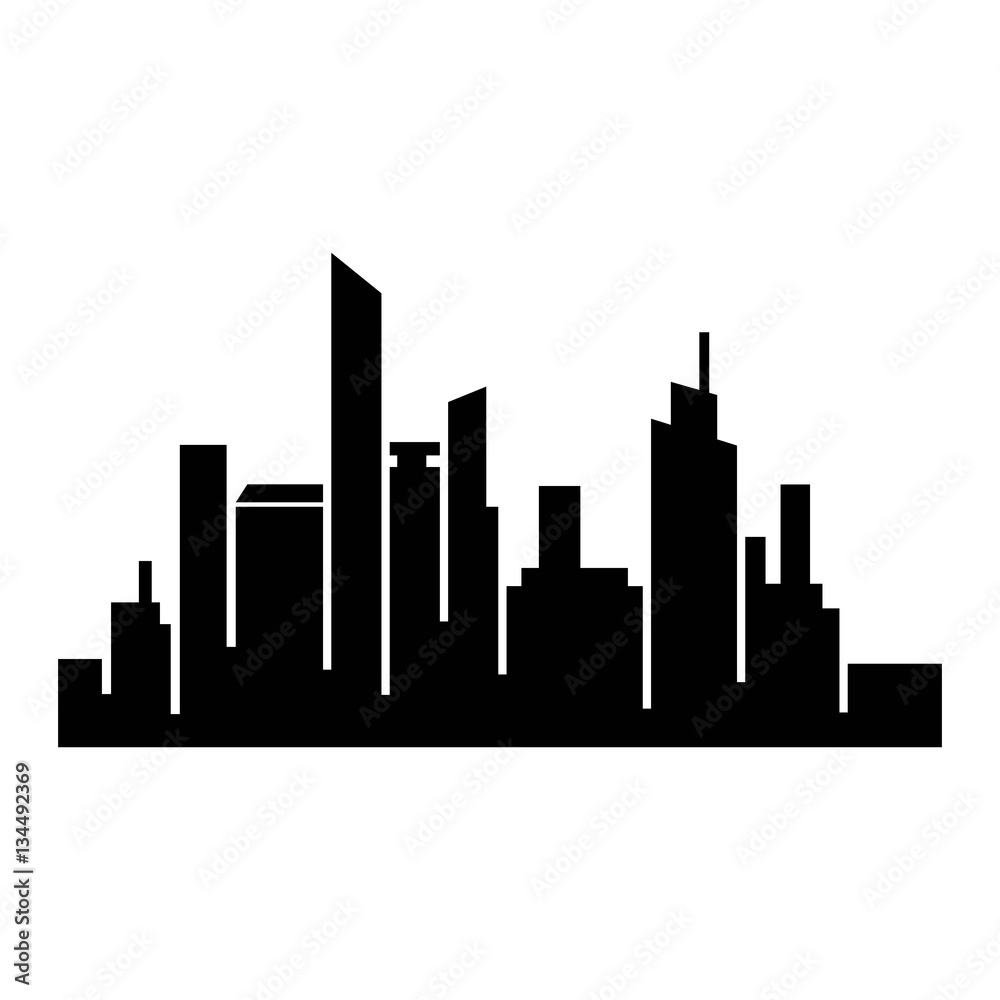 city silhouette icon vector