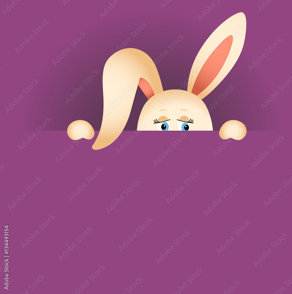 Obraz premium Easter background with cute bunny peeking out