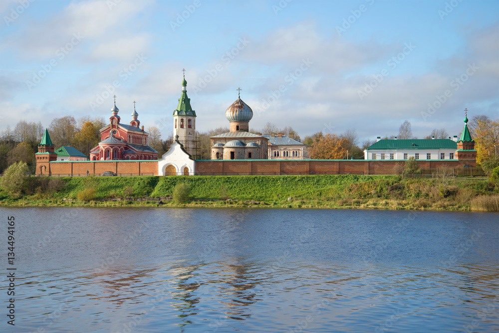 View of the Staraya Ladoga Nicholas monastery. Sunny October day