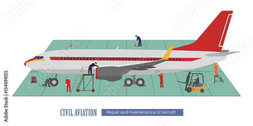 Repair and maintenance of aircraft. Airplane and working in the
