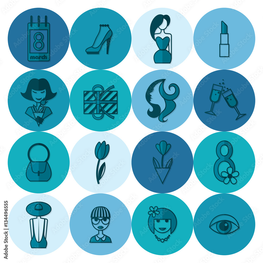 Womans Day Icon Set Womans Day Icon Set