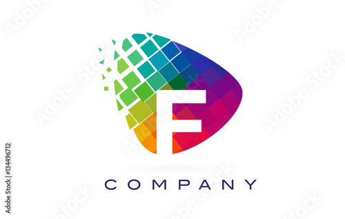 Letter F Colourful Rainbow Logo Design.