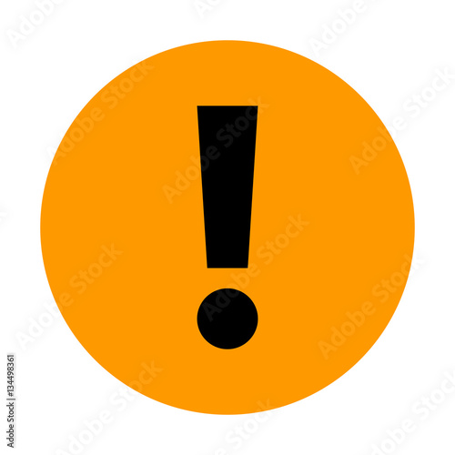 Orange circle exclamation mark icon warning sign attention butto