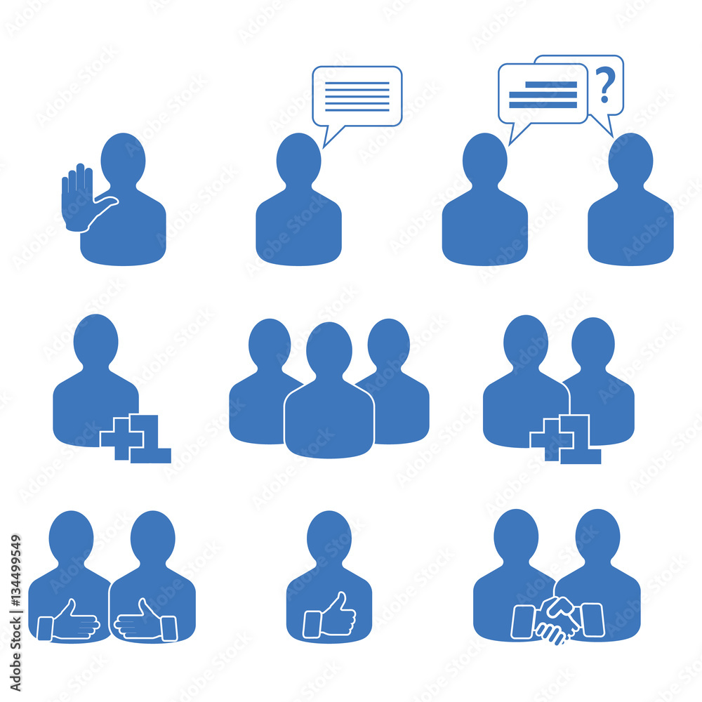 Abstract people icons set. Vector illustration of a communication concept, relating to feedback, reviews and discussion. Abstract people icons set. Vector illustration of a communication concept, relating to feedback, reviews and discussion.
