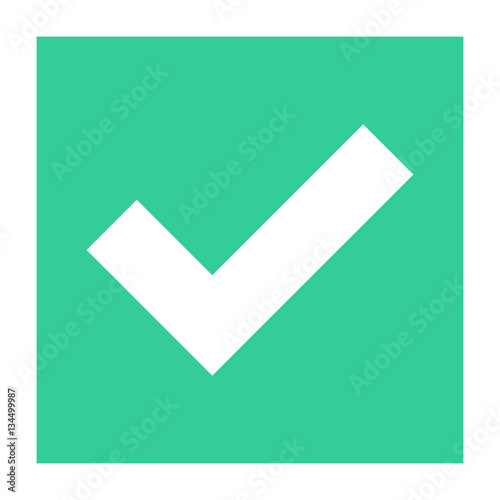 Flat check mark icon addition square sign choice button