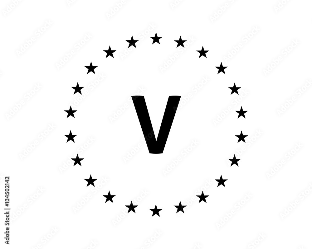Naklejka premium V Letter Stars Logo