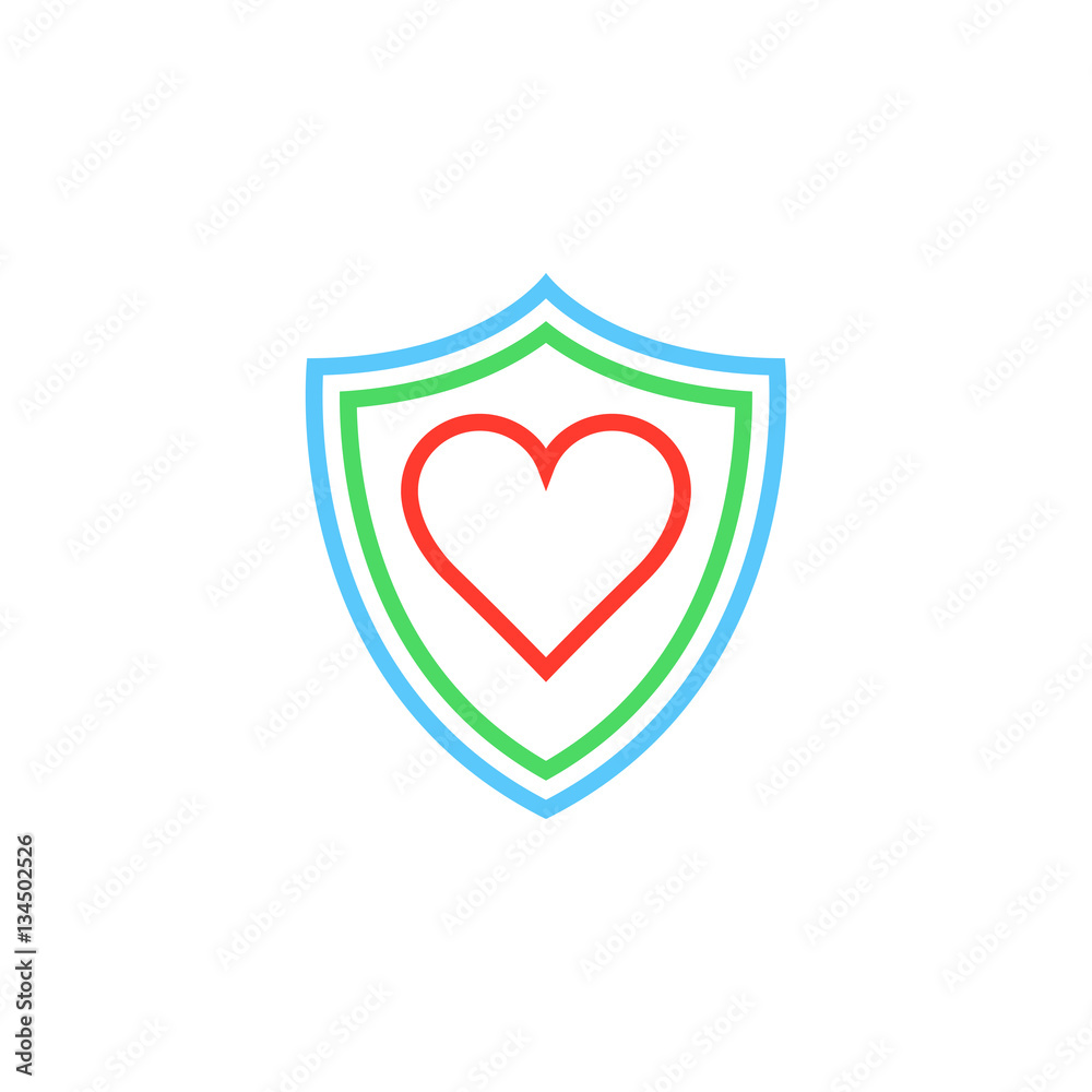 healthcare symbol. shield and heart line icon, outline vector logo illustration, linear colorful pictogram isolated on white healthcare symbol. shield and heart line icon, outline vector logo illustration, linear colorful pictogram isolated on white