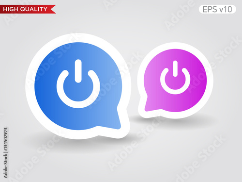 Colored icon or button of power symbol with background