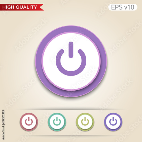 Colored icon or button of power symbol with background