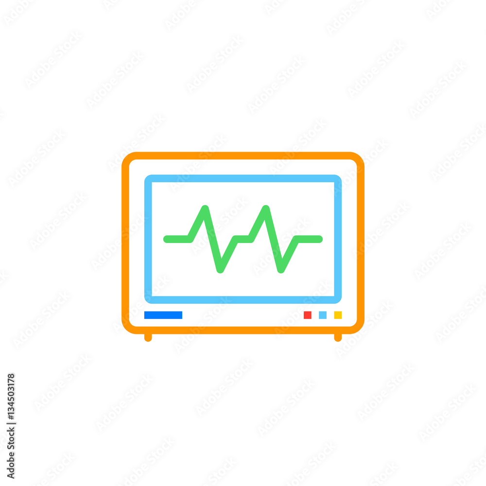 Electrocardiogram, ECG line icon, outline vector logo illustration, linear colorful pictogram isolated on white Electrocardiogram, ECG line icon, outline vector logo illustration, linear colorful pictogram isolated on white