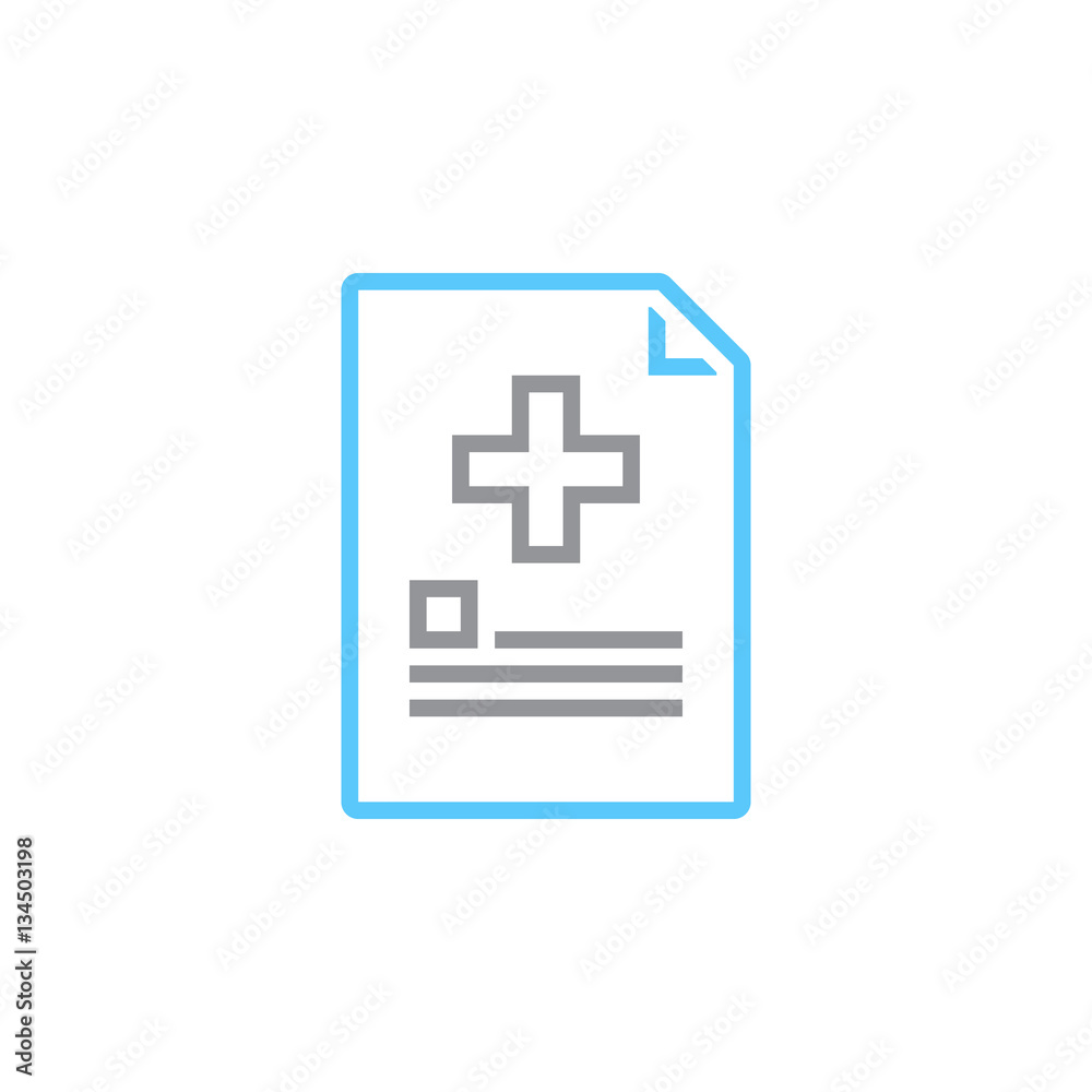 Medical report. document with cross line icon, outline vector logo illustration, linear colorful pictogram isolated on white Medical report. document with cross line icon, outline vector logo illustration, linear colorful pictogram isolated on white