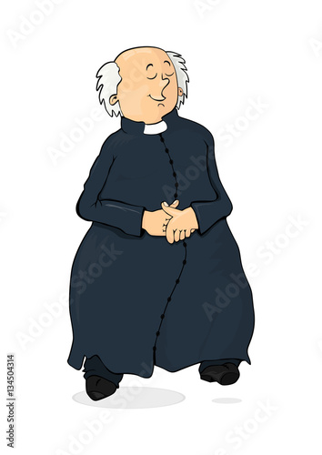 Cartoon Catholic priest on a white background. Flat vector.