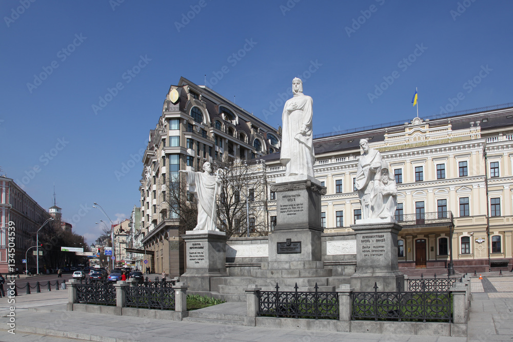 Ukraine. Kiev. Monument to Princess Olga, St. Apostle Andrew and Cyril and Methodius