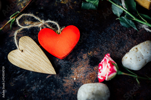 Two Valentine's day hearts bounded togerher. Valentine's day background. photo