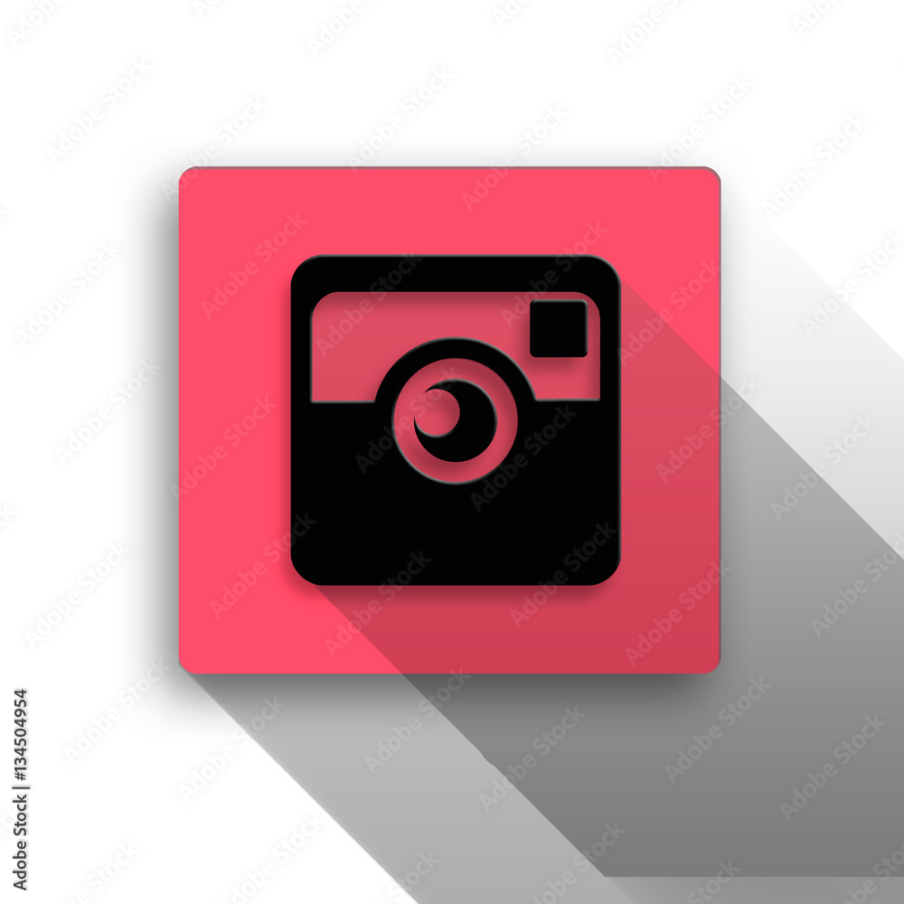 Icon with a black camera on a pink background Icon with a black camera on a pink background