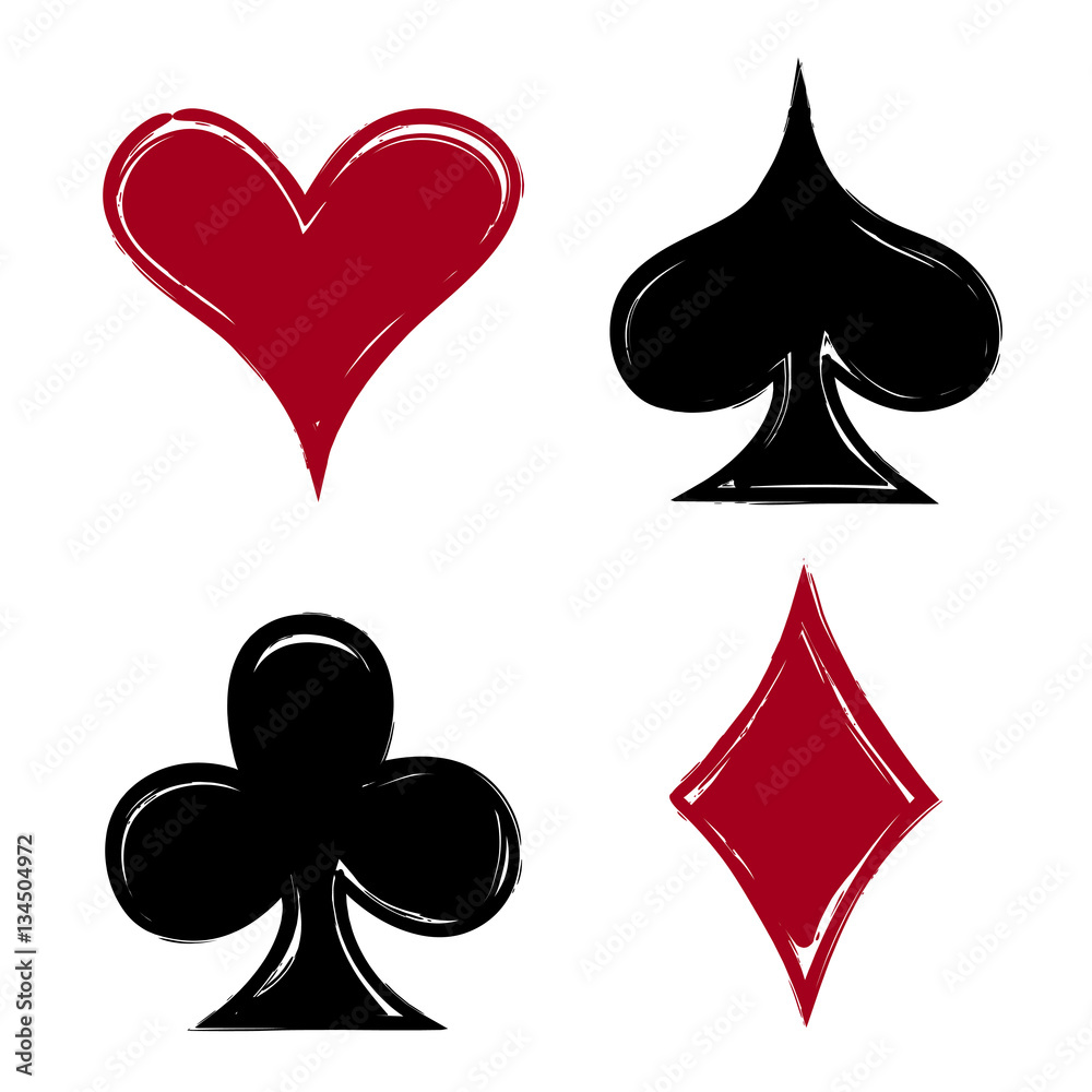 Playing Card Suits, Icon, Symbol Set Hand Drawing Stock Vector 