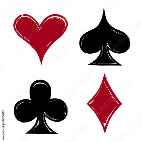 Playing card suits, icon, symbol set hand drawing