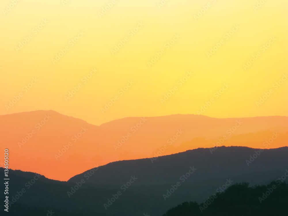 landscape evening in mountains