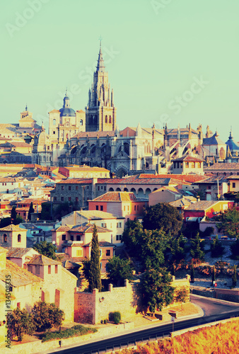 Toledo Cathedral in summer morning
