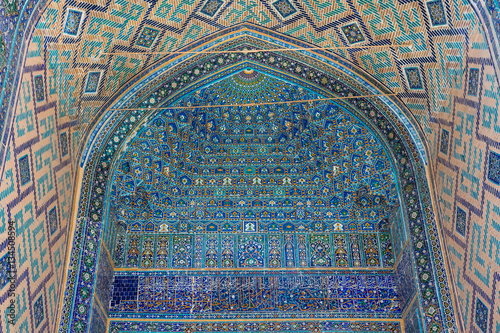 Mosaic in Ulugh Beg Madrasah in Samarkand, Uzbekistan photo