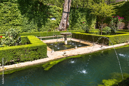 Gardens and fountains in Alhambra palace