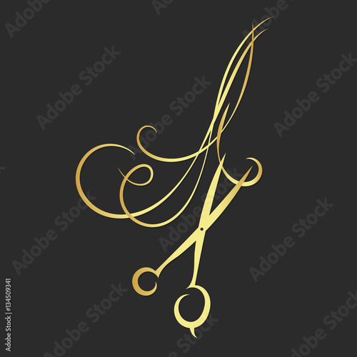 Scissors and ringlets of hair vector