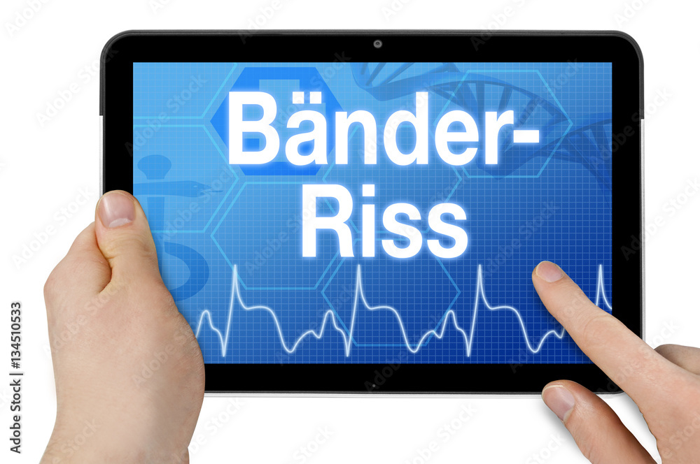 Tablet mit Diagnose Bänderriss Tablet mit Diagnose Bänderriss