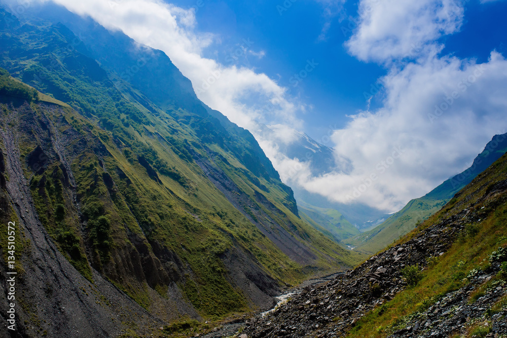 Clouds and mountains, Caucas Mountains, Karmadon