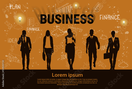 Businesspeople Group Team Teamwork Business Plan Concept Startup Development Banner Vector Illustration