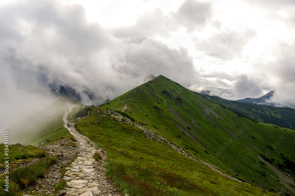 Ridge in the clouds. Western Tatra Mountains.