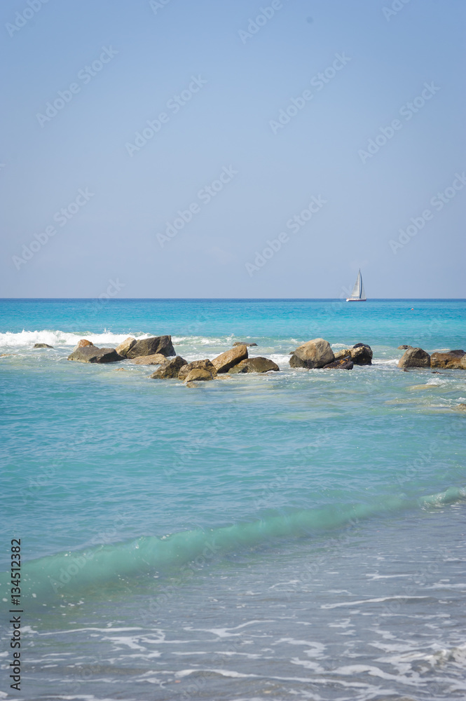 Seascape. The coast of the Ligurian Sea, with turquoise water. Seascape. The coast of the Ligurian Sea, with turquoise water.