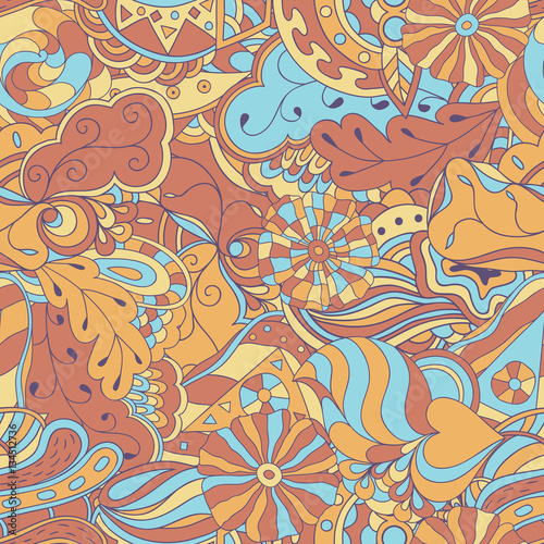 Seamless abstract hand-drawn waves pattern