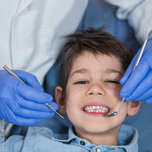 Little boy at regular dental check-up