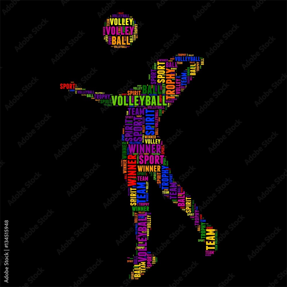 volleyball Typography word cloud colorful Vector illustration Stock ...