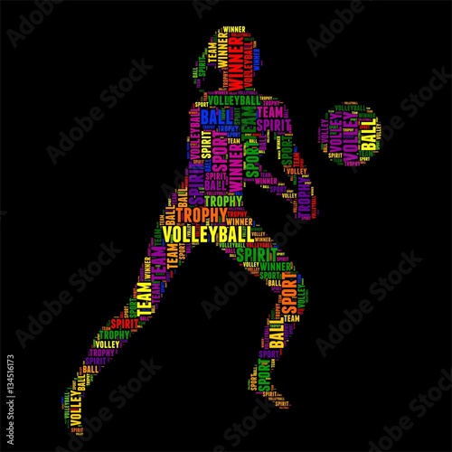 volleyball Typography word cloud colorful Vector illustration