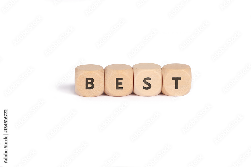 isolated natural wooden dices with BEST text isolated natural wooden dices with BEST text