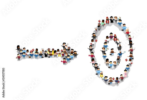 Businesspeople Group Crowd Target Business Plan Strategy Concept Banner Vector Illustration