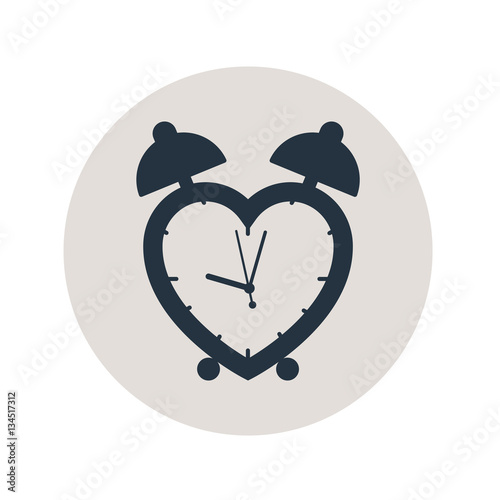 Icono plano despertador corazon en circulo gris