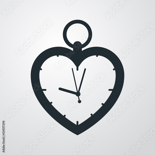 Icono plano reloj corazon en fondo degradado