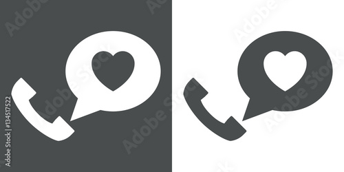 Icono plano telefono con mensaje amor gris y blanco